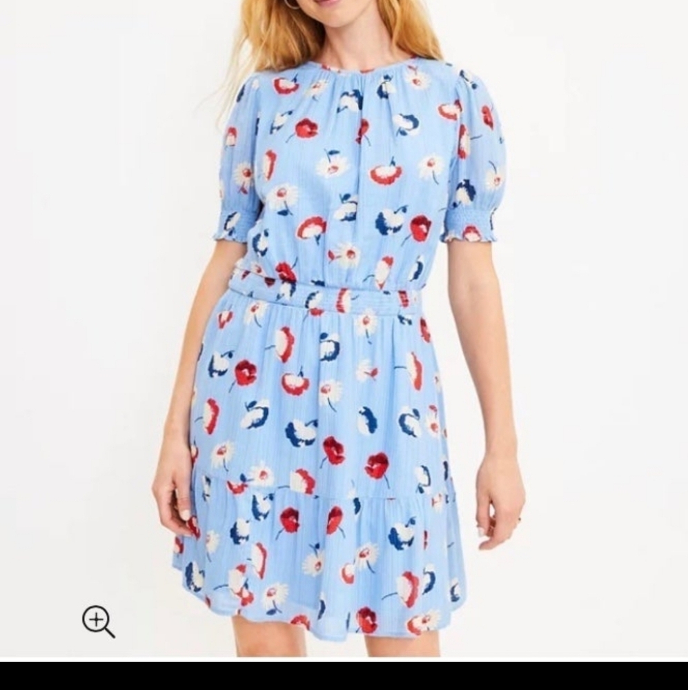 LOFT Light Blue Floral Mini Dress